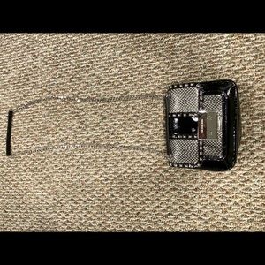 MICHAEL KORS BLACK AND SILVER SHOULDER BAG